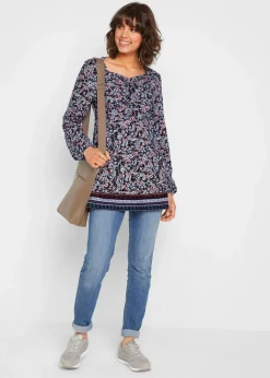 Damen bonprix Shirts & Tops|Nachhaltigere Materialien|Shirt-Tunika aus Baumwoll-Viskose-Mix