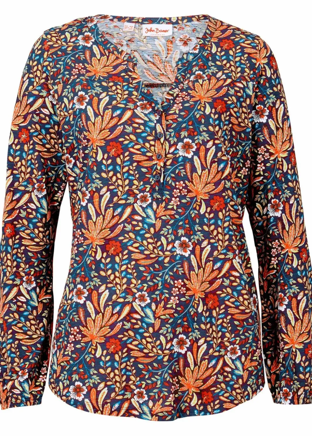 Clearance Shirt-Tunika, bedruckt, Langarm Damen Nachhaltigere Materialien|Shirts & Tops