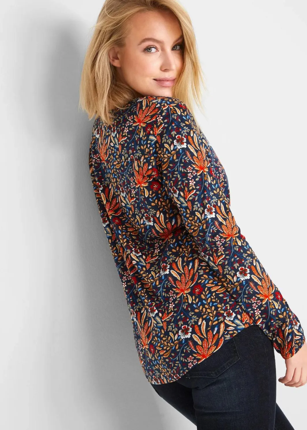 Clearance Shirt-Tunika, bedruckt, Langarm Damen Nachhaltigere Materialien|Shirts & Tops