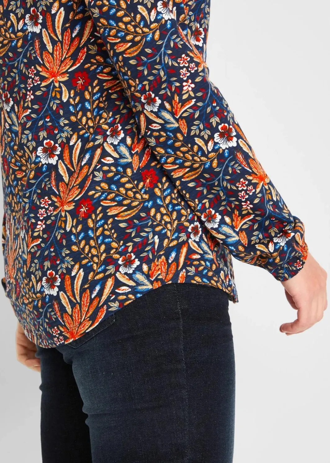 Clearance Shirt-Tunika, bedruckt, Langarm Damen Nachhaltigere Materialien|Shirts & Tops