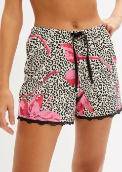 Damen bonprix Wäsche·Nachtwäsche|Nachtwäsche|Shorts (2er Pack) mit zarter Spitze