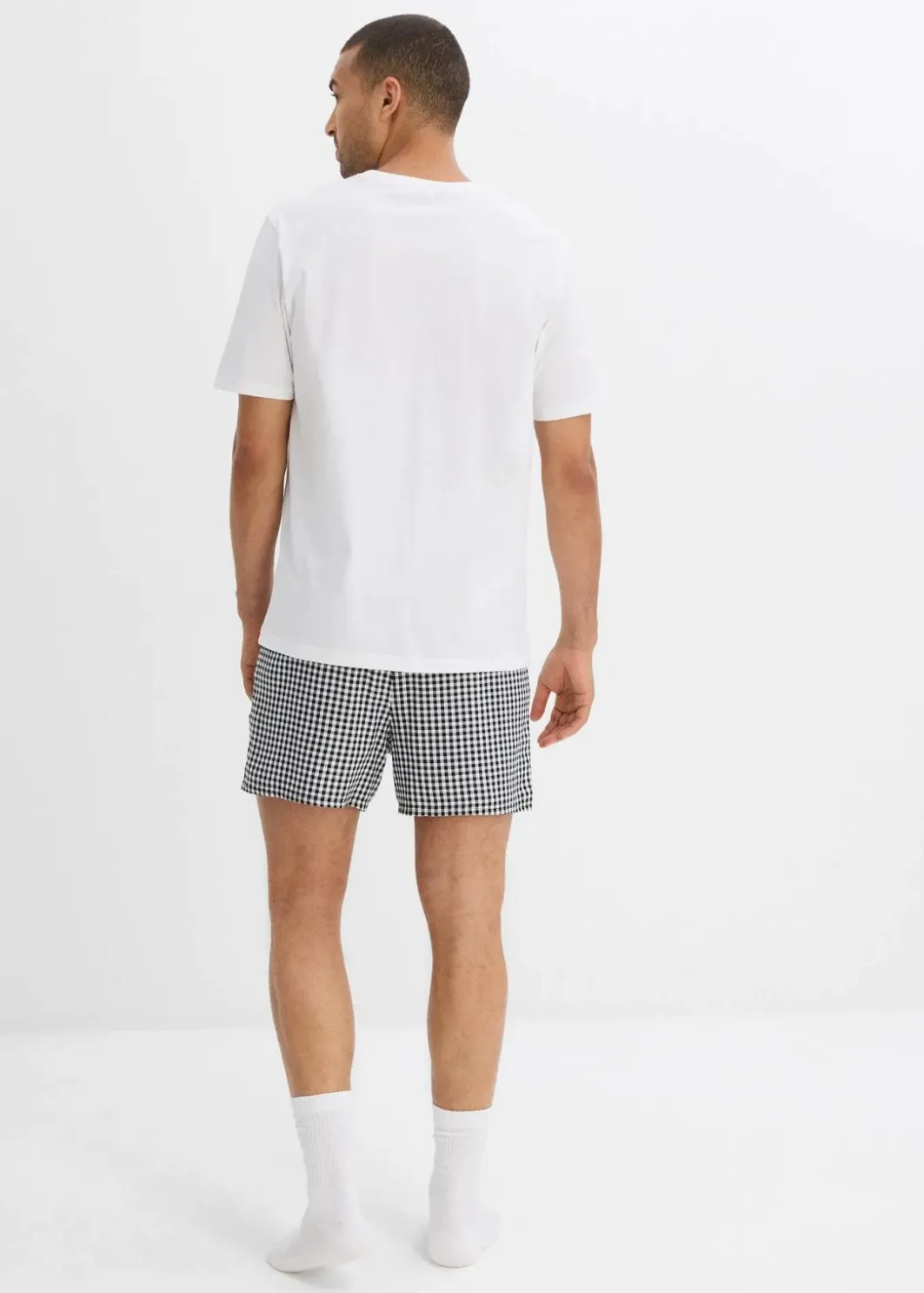 Sale Shorty aus reiner Baumwolle mit kurzen Ärmeln Herren Pyjamas|Große Größen