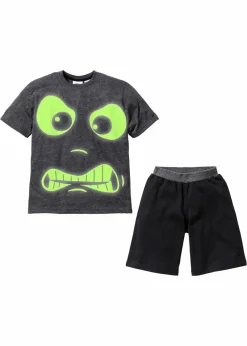 Kinder bonprix Jungen·Nachtwäsche|Shorty aus reiner Baumwolle mit nachtleuchtendem Druck (2-tlg. Set)