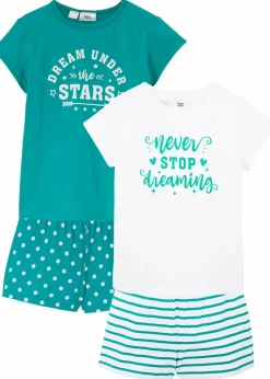 Clearance Shorty aus reiner Baumwolle mit kurzen Ärmeln (4-tlg. Set) Kinder Mädchen·Nachtwäsche