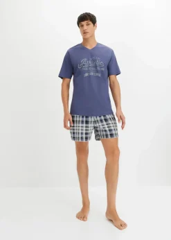 Herren bonprix Pyjamas|Große Größen|Shorty mit Baumwolle