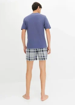 Herren bonprix Pyjamas|Große Größen|Shorty mit Baumwolle