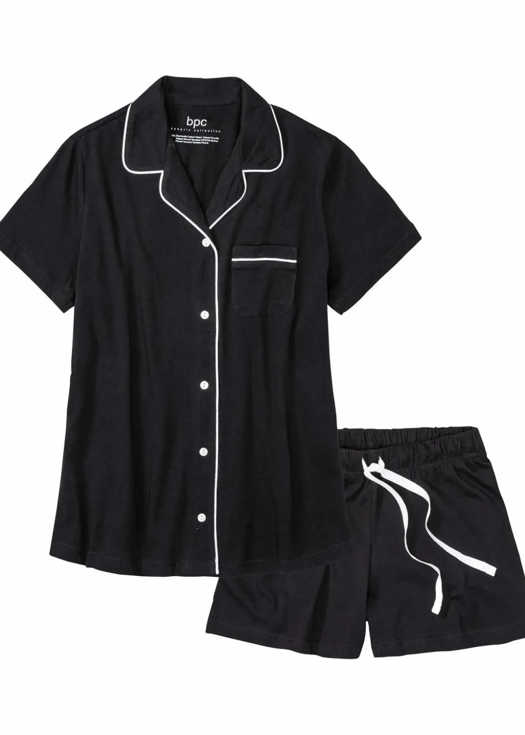 Damen bonprix Nachtwäsche|Basics|Shorty mit Knopfleiste