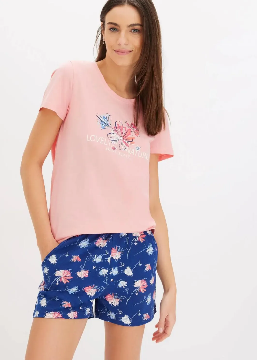 Damen bonprix Wäsche·Nachtwäsche|Nachhaltigere Materialien|Shorty mit längerer Shorts