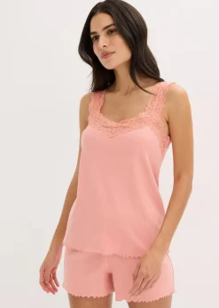 Damen bonprix Wäsche·Nachtwäsche|Nachtwäsche|Shorty mit zartem Spitzenbesatz