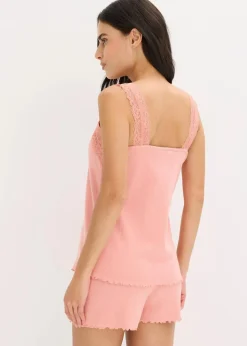 Damen bonprix Wäsche·Nachtwäsche|Nachtwäsche|Shorty mit zartem Spitzenbesatz