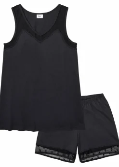 Damen bonprix Basics|Nachtwäsche|Shorty mit zartem Spitzeneinsatz
