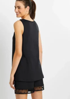 Damen bonprix Basics|Nachtwäsche|Shorty mit zartem Spitzeneinsatz