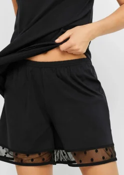 Damen bonprix Basics|Nachtwäsche|Shorty mit zartem Spitzeneinsatz