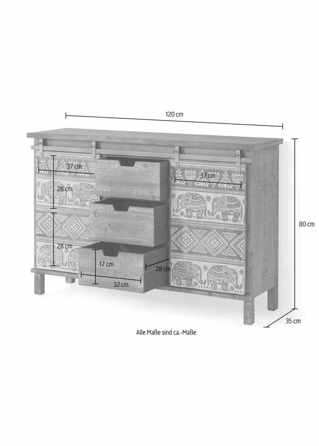 bonprix Kommoden & Sideboards|Sideboard mit Elefant-Design