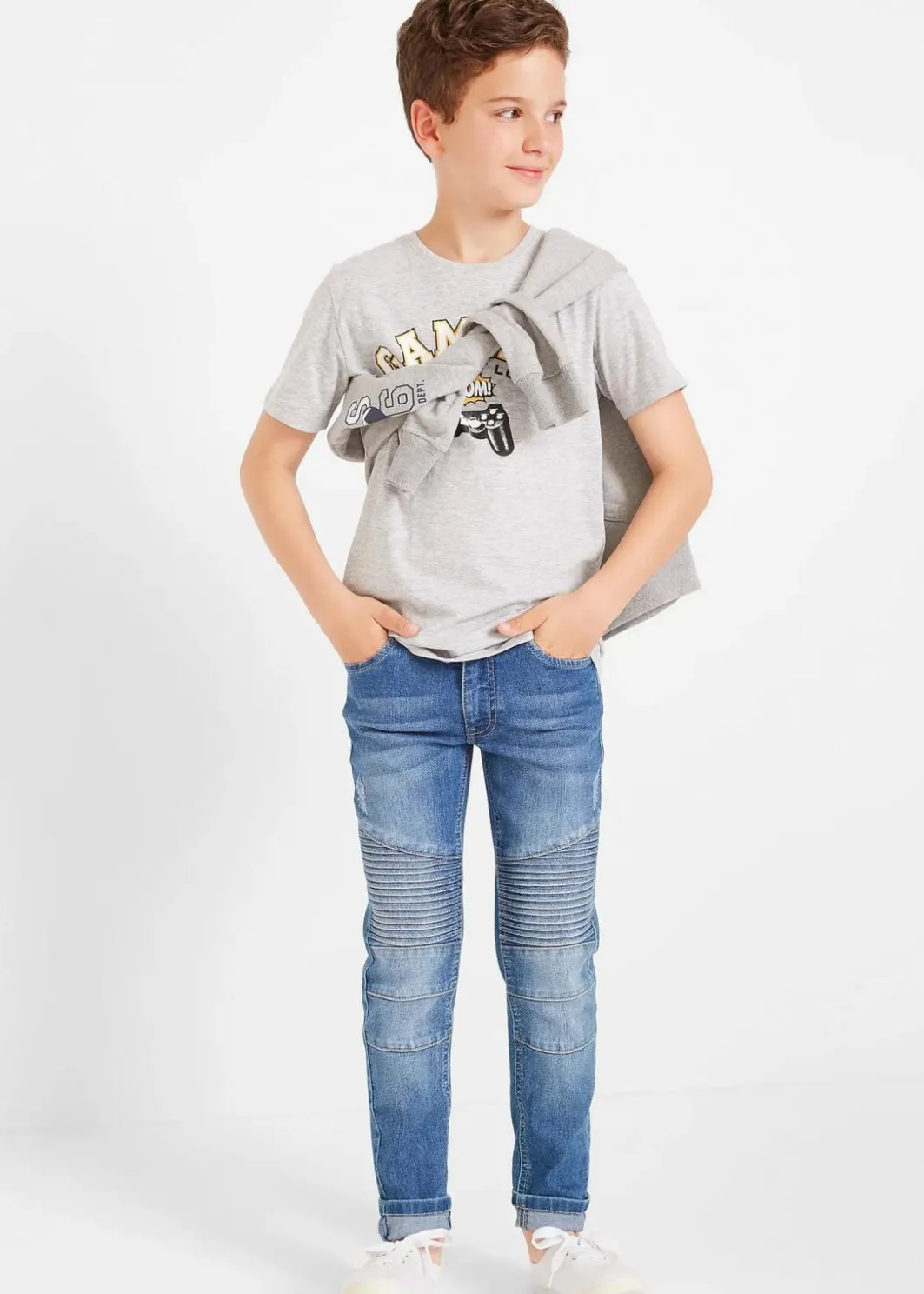 Kinder bonprix Jungen 9-16 Jahre·Bademode|Jungen 9-16 Jahre·Jeans|Skinny Fit Stretch-Jeans mit verstellbarem Bund, Straight