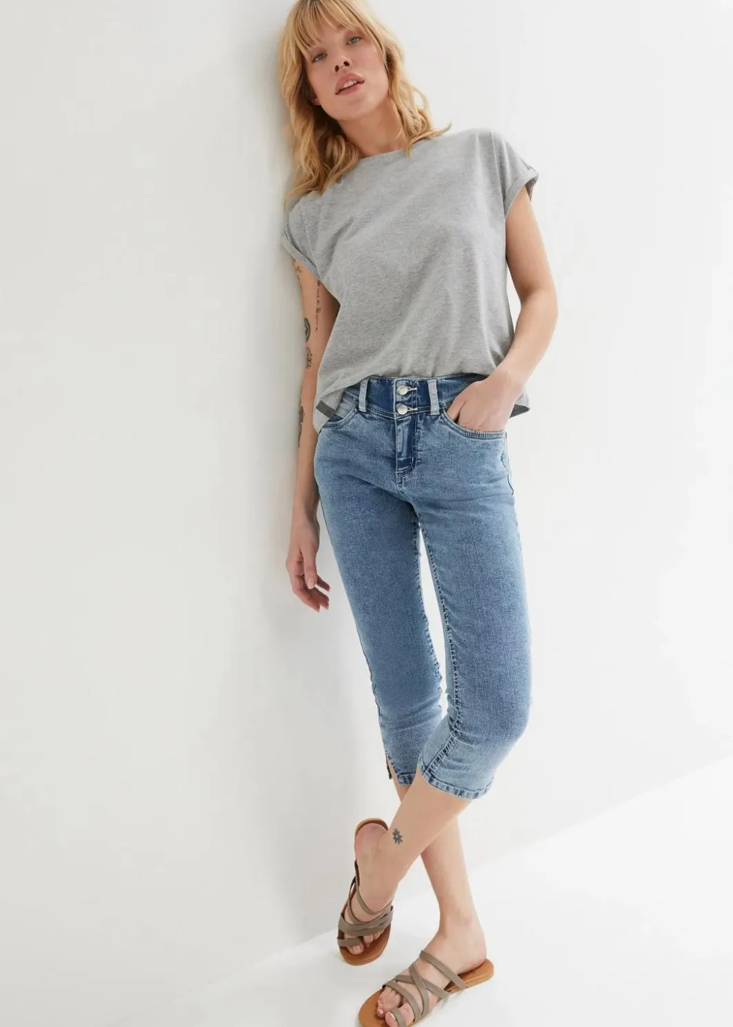 Discount Skinny Jeans Mid Waist, knieumspielend Stretch Damen Bekleidung·Shirts & Tops|Jeans
