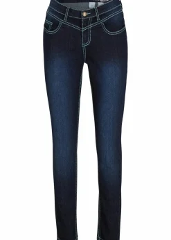 Skinny Jeans Mid Waist, Kontrastnähte Damen Bekleidung·Shirts & Tops|Jeans