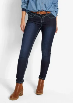Skinny Jeans Mid Waist, Kontrastnähte Damen Bekleidung·Shirts & Tops|Jeans