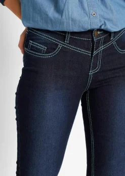 Skinny Jeans Mid Waist, Kontrastnähte Damen Bekleidung·Shirts & Tops|Jeans