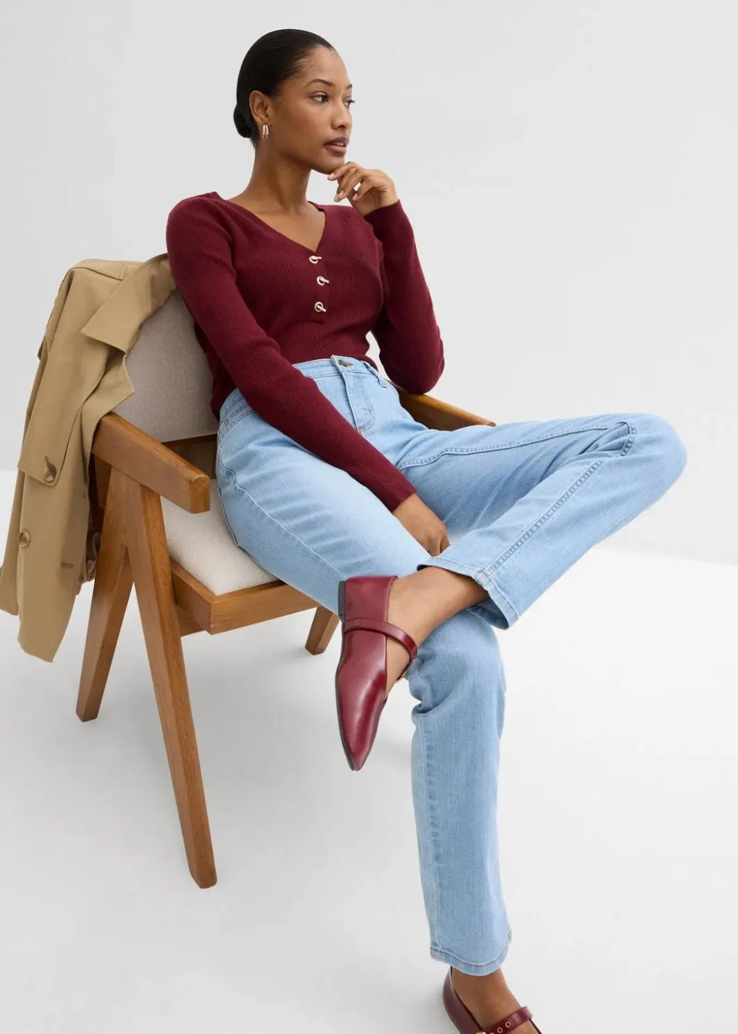 Damen bonprix Jeans|Kurzgrößen|Skinny Jeans Mid Waist, Stretch