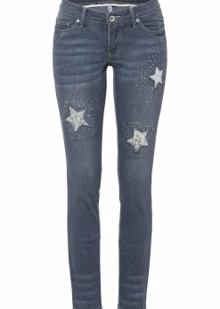 Damen bonprix Bekleidung·Shirts & Tops|Jeans|Skinny-Jeans Low Waist mit Sternendesign