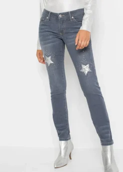 Damen bonprix Bekleidung·Shirts & Tops|Jeans|Skinny-Jeans Low Waist mit Sternendesign