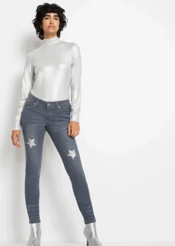 Damen bonprix Bekleidung·Shirts & Tops|Jeans|Skinny-Jeans Low Waist mit Sternendesign