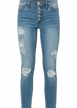 Damen bonprix Jeans|Skinny-Jeans, Mid Waist, Destroyed