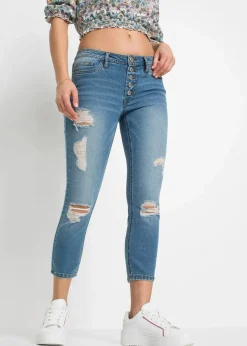 Damen bonprix Jeans|Skinny-Jeans, Mid Waist, Destroyed