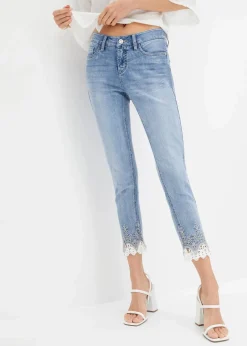 Clearance Skinny-Jeans mit Spitze Damen Bekleidung·Shirts & Tops|Jeans