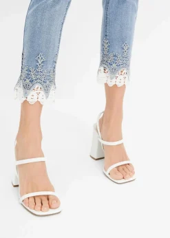 Clearance Skinny-Jeans mit Spitze Damen Bekleidung·Shirts & Tops|Jeans