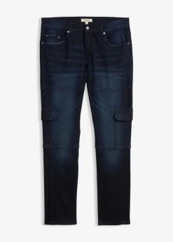 Herren bonprix Jeans|Große Größen|Slim Fit Cargo-Stretch-Jeans, Straight
