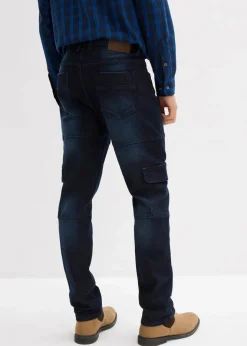 Herren bonprix Jeans|Große Größen|Slim Fit Cargo-Stretch-Jeans, Straight