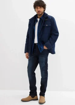 Herren bonprix Jeans|Große Größen|Slim Fit Cargo-Stretch-Jeans, Straight