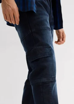 Herren bonprix Jeans|Große Größen|Slim Fit Cargo-Stretch-Jeans, Straight