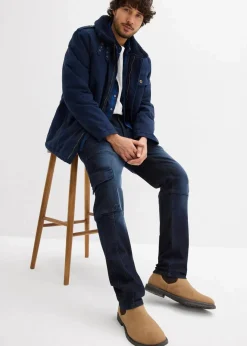 Herren bonprix Jeans|Große Größen|Slim Fit Cargo-Stretch-Jeans, Straight