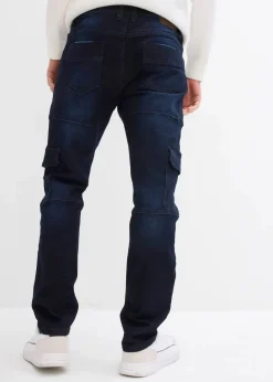 Herren bonprix Große Größen|Jeans|Slim Fit Cargo-Stretch-Jeans, Straight