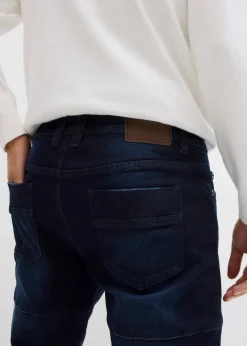 Herren bonprix Große Größen|Jeans|Slim Fit Cargo-Stretch-Jeans, Straight