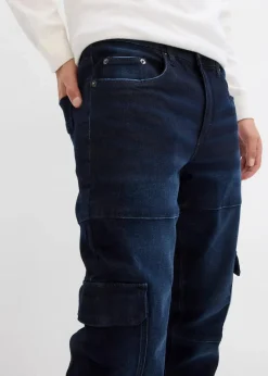 Herren bonprix Große Größen|Jeans|Slim Fit Cargo-Stretch-Jeans, Straight