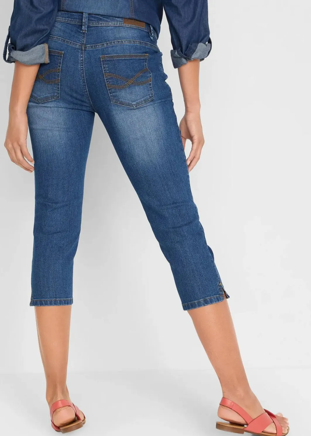 Damen bonprix Bekleidung·Shirts & Tops|Jeans|Slim Fit Jeans Mid Waist, cropped