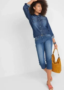 Damen bonprix Bekleidung·Shirts & Tops|Jeans|Slim Fit Jeans Mid Waist, cropped