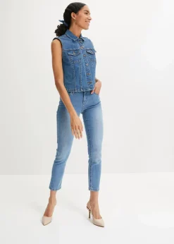 New Slim Fit Jeans Mid Waist, cropped Damen Jeans|Bekleidung·Shirts & Tops