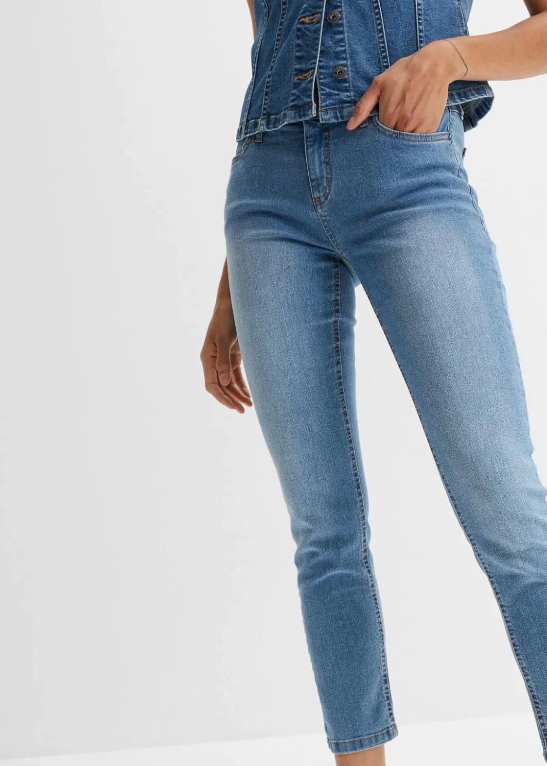 New Slim Fit Jeans Mid Waist, cropped Damen Jeans|Bekleidung·Shirts & Tops