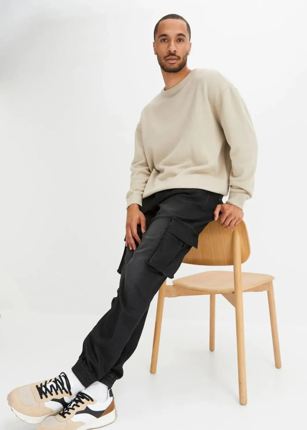 Herren bonprix Jeans|Große Größen|Slim Fit Jeans-Jogger mit Komfortbund, Straight