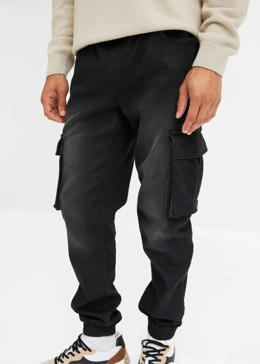 Herren bonprix Jeans|Große Größen|Slim Fit Jeans-Jogger mit Komfortbund, Straight