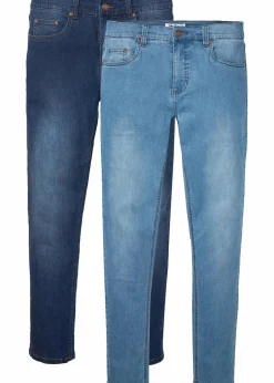 Herren bonprix Große Größen|Jeans|Slim Fit Power-Stretch-Jeans, Tapered (2er Pack)