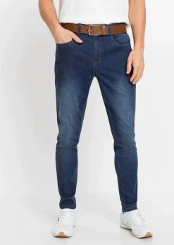 Herren bonprix Große Größen|Jeans|Slim Fit Power-Stretch-Jeans, Tapered (2er Pack)