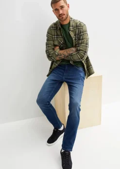 New Slim Fit Stretch-Jeans, Straight Herren Jeans|Große Größen