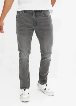 Herren bonprix Große Größen|Jeans|Slim Fit Stretch-Jeans, Straight