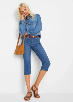 Damen bonprix Bekleidung·Shirts & Tops|Jeans|Slim Jeans, Mid Waist, Capri